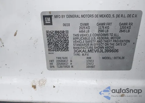 2018 GMC Terrain Sle из США, поврежденный, VIN 3GKALMEV0JL399606